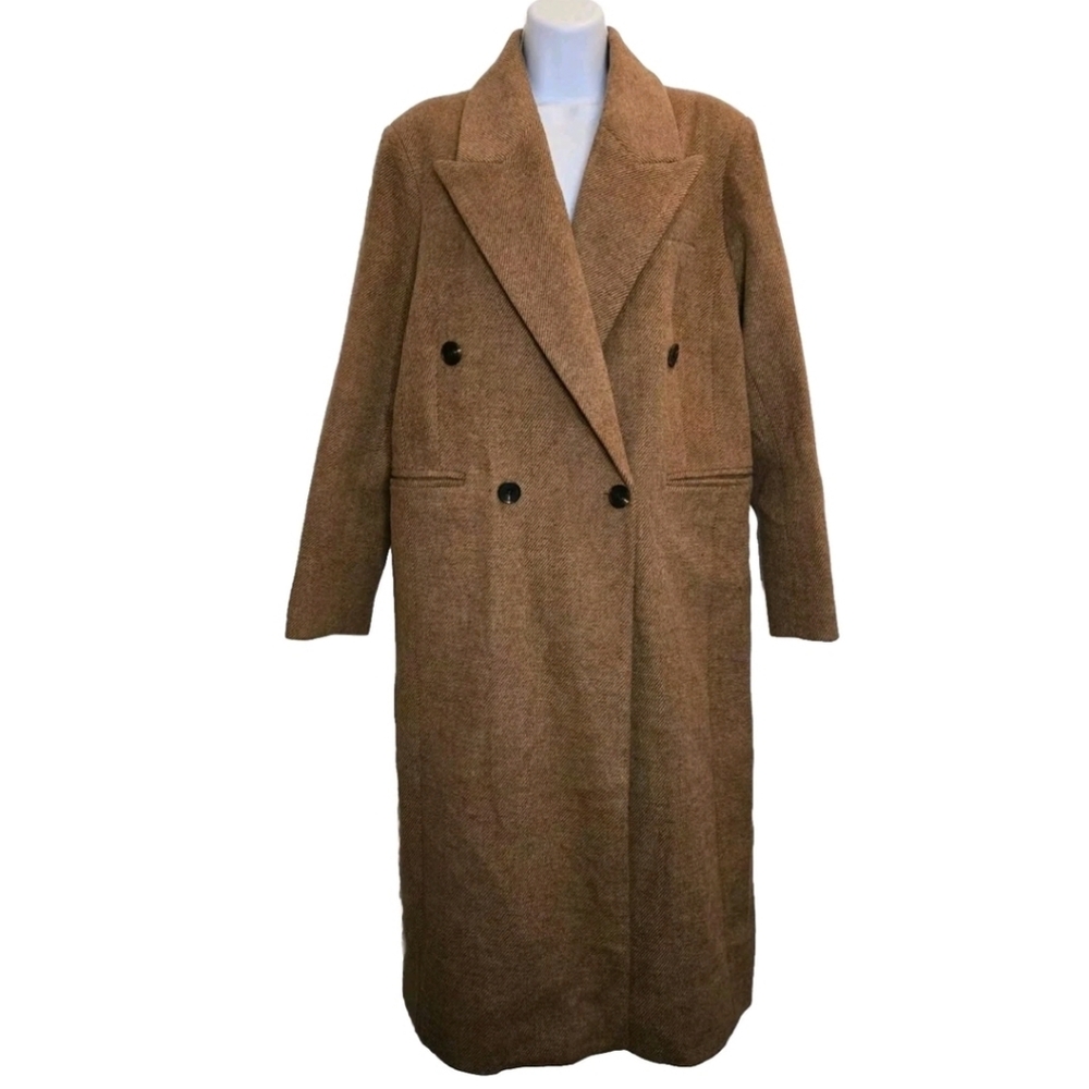 Avec Les Filles Trench Coat Brown Stripe Womens Medium Style 69275